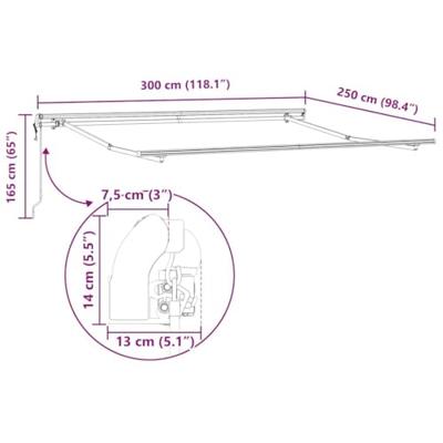 VidaXL Inklapbaar zonnescherm multikleur 300 x 250 cm stof