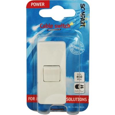 Scanpart Snoerschakelaar Wit 1p 2amp