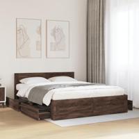 Bedframe met hoofdeinde bewerkt hout bruineikenkleur 160x200 cm - thumbnail