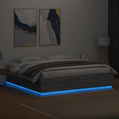 Bedframe met LED-verlichting grijs sonoma eiken 180x200 cm