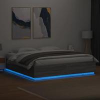 Bedframe met LED-verlichting grijs sonoma eiken 180x200 cm - thumbnail