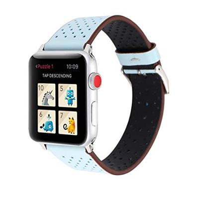 Dot Pattern Leren bandje - Licht blauw - Geschikt voor Apple Watch 38mm / 40mm / 41mm / 42mm