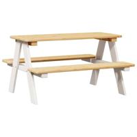 Kindertafel met banken IRUN 90x79,5x50cm massief hout wit - thumbnail