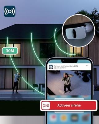 Arlo Pro 3 Floodlight draadloze WiFI beveiligingscamera voor buiten, 2K & HDR, 160˚ kleurennachtzicht, sirene, bewegingsdetectie, 2-weg-audio, incl. proefp. Arlo Secure, 1 floodlight, wit