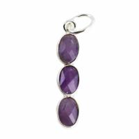 Edelsteen Hanger Amethist 3 Stenen - Zilver - 20 x 4 mm - thumbnail