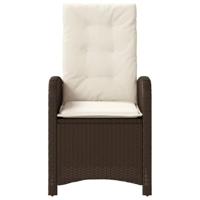 Tuinstoelen 2 st verstelbaar met kussens poly rattan bruin - thumbnail