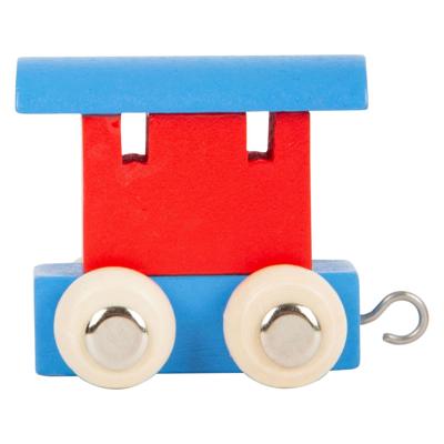 Small Foot - houten lettertrein wagon rood/blauw - 12 stuks