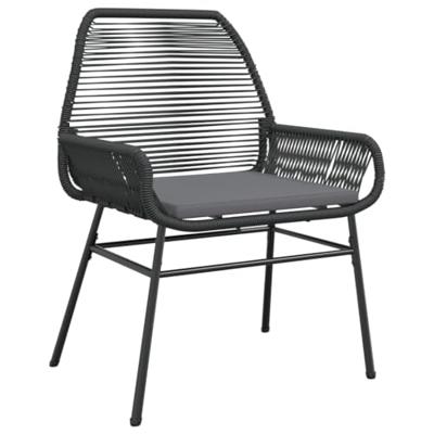 Tuinstoelen 2 st met kussens poly rattan zwart - thumbnail