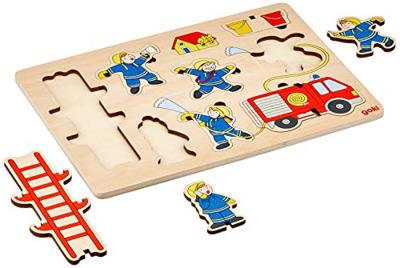 Goki houten stapelpuzzel brandweer, 8st.