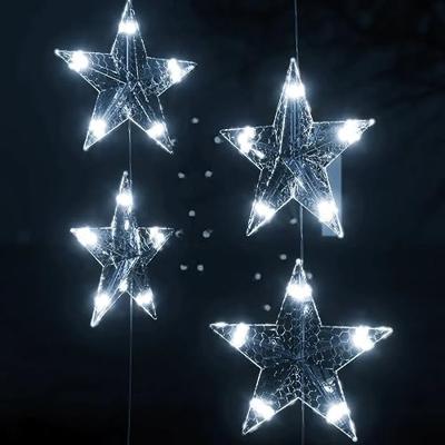 VidaXL Lichtsnoergordijn sterren met 200 led&apos;s en 8 functies koudwit - thumbnail