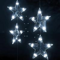 Lichtsnoergordijn sterren met 200 LED's en 8 functies koudwit - thumbnail
