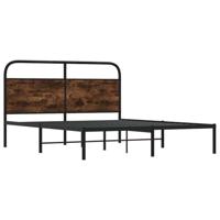 Bedframe zonder matras bewerkt hout gerookt eiken 150x200 cm - thumbnail