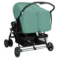 VidaXL Tweelingkinderwagen staal groen - thumbnail