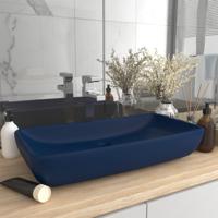 VidaXL Wastafel rechthoekig 71x38 cm keramiek mat donkerblauw - thumbnail