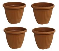Bloempot Terra voor binnen & buiten - hoogwaardig kunststof - Ø 16 x H 13 cm - set 4 stuks - thumbnail