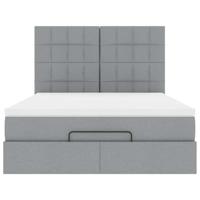 Ottoman bed met matras en LED's 140x190cm stof lichtgrijs - thumbnail