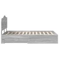 Bedframe met hoofdeinde Grijs Sonoma 135 x 190 cm Bewerkt hout - thumbnail