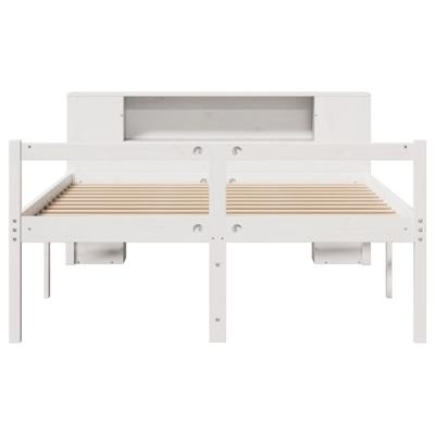 Bed met boekenkast zonder matras grenenhout wit 150x200 cm - thumbnail