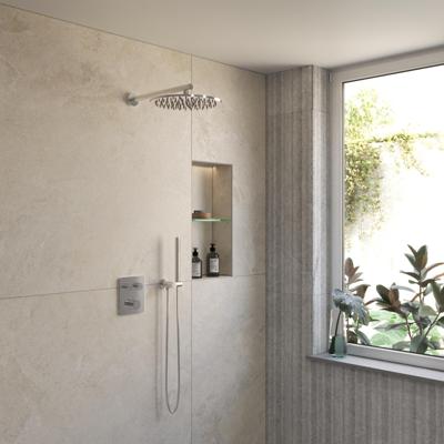 BWS Inbouw Regendouche | Sensa | Chroom | Wanduitloop | 30cm Hoofddouche met Handdouche | Drukknoppen