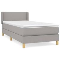 Boxspring met matras stof lichtgrijs 90x200 cm - thumbnail