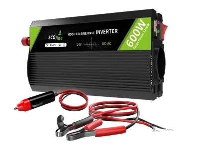 EcoLine - Omvormer 24V Naar 220V/230V sigarettenaansteker - 600w Vermogen 1200w piek - Gemodificeerde Sinus - Spanningomvormer - vrachtwagenlader - stopcontact