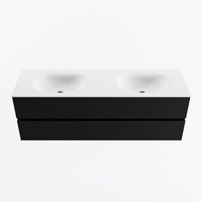 MONDIAZ VICA 150cm badmeubel onderkast Urban 2 lades. Wastafel MOON dubbel zonder kraangat, kleur Talc.