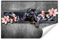 Fotobehang- Panter met magnolia bloesem, 11 maten, Premium Print, incl behanglijm - thumbnail