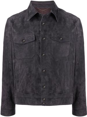 Ajmone buttoned leather jacket - Grey