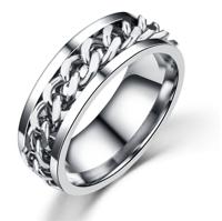 Punk Rock roestvrijstaal draaibare ketting ringen ring maat: 11 (Splinter) - thumbnail