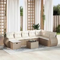8-delige Loungeset met kussens poly rattan beige - thumbnail