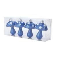 Kersthanger paddenstoel glitter blauw 7 cm set van 4 | 24 stuks - thumbnail