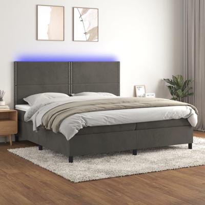 Boxspring met matras en LED fluweel donkergrijs 200x200 cm