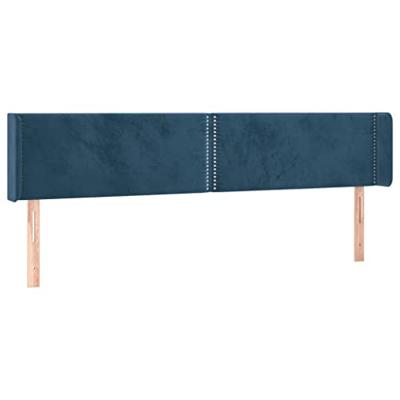Hoofdbord met randen 183x16x78/88 cm fluweel donkerblauw