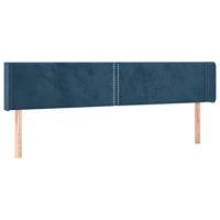 Hoofdbord met randen 183x16x78/88 cm fluweel donkerblauw - thumbnail