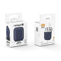 Staand hoesje voor AirPods 1 & 2 siliconen AirPods hoesje, zichtbaar oplaadbaar, extra grip hoogglans oppervlakteafwerking, compatibel met draadloos opladen - Marineblauw - thumbnail