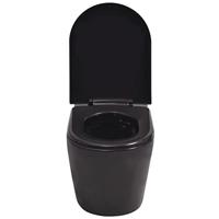 VidaXL Hangend toilet keramiek zwart - thumbnail