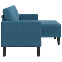 2-zitsbank met ligstoel L-vormig 125 cm fluweel blauw - thumbnail