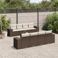9-delige Loungeset met kussens poly rattan bruin - thumbnail