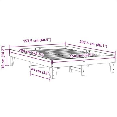 Bedframe zonder matras massief grenenhout wasbruin 150x200 cm