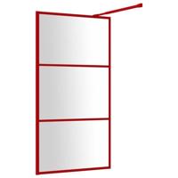 VidaXL Inloopdouchewand transparant 100x195 cm esg-glas rood - thumbnail