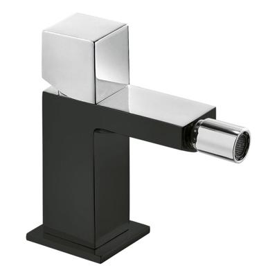 Bidetmengkraan Tres Cuadro Exclusive met Draaiknop Korte Uitloop 10 cm Chroom Zwart Tres