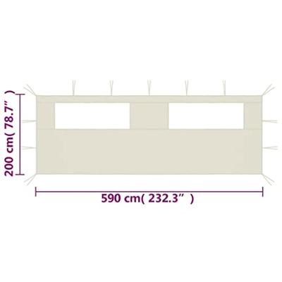 Prieelzijwand met ramen 6x2 m cremekleurig - thumbnail