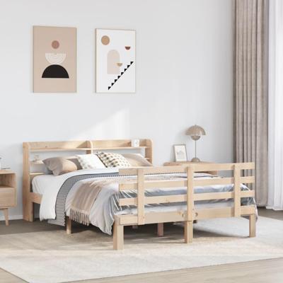 Bedframe met hoofdbord massief grenenhout 140x190 cm