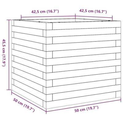 Plantenbak 50x50x45,5 cm massief grenenhout wasbruin