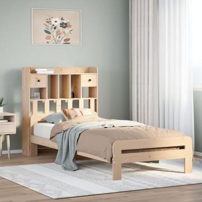 Bed met boekenkast zonder matras massief grenenhout 160x200 cm - thumbnail