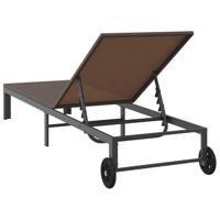 Ligstoel 1-persoon Bruin 60 x 200 x 27cm poly rattan - thumbnail