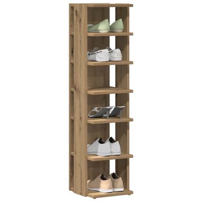 VidaXL Schoenenkasten 2 st 28x27x102 cm bewerkt hout artisanaal eiken VidaXL Schoenenkasten 2 st 28x27x102 cm bewerkt hout artisanaal eiken