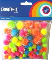 Haza Witbaard Glitter pompoms neon, 75st. - thumbnail