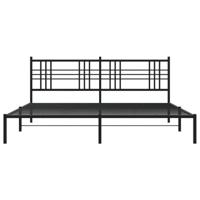Bedframe met hoofdbord metaal zwart 193x203 cm - thumbnail