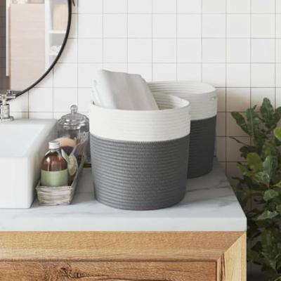 VidaXL Opbergmanden 2 st ø 28x28 cm katoen grijs en wit